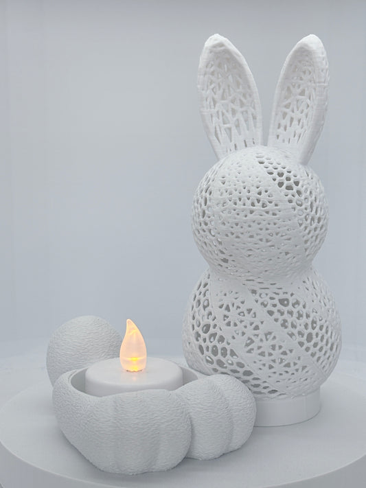 3D Printed Voronoi Lace Bunny Tea Light Holder