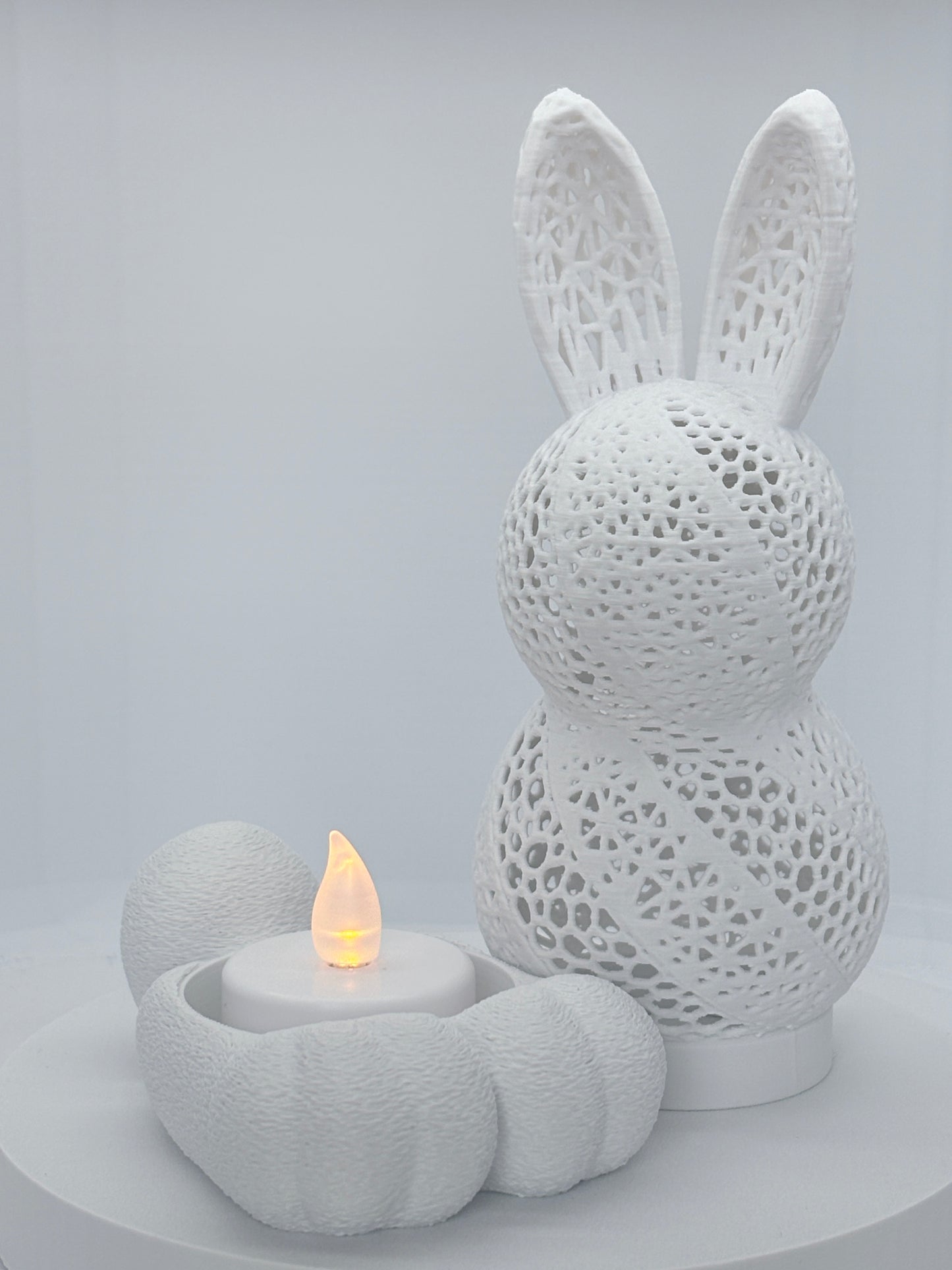 3D Printed Voronoi Lace Bunny Tea Light Holder
